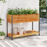 vidaXL Vrtno cvetlično korito s polico 110x45x80 cm akacija in jeklo | Shoptok.si