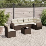  7-dijelni set vrtnih sofa od poliratana s jastucima smeđi | shoptok.hr