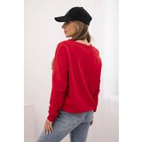 Kesi Women's blouse with v-neck and embroidered flower red | shoptok.hr