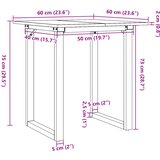  Blagovaonski stol O-oblika 60x60x75 cm od borovine i čelik | shoptok.hr
