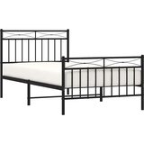  Metalni okvir kreveta uzglavlje i podnožje crni 100x190 cm | shoptok.hr