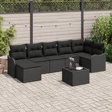 vidaXL Set od 8 komada vrtnih sofa s jastučićima Beige Poli Ratan, 2-sjedna vrtna sofa s pohranom i jastučićima Crni Poli Ratan Cijene