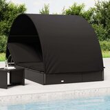 LEŽAJ za sunčanje za 2 osobe crni 211 x 112 x 140 cm poliratan | shoptok.hr