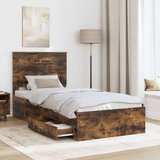  Krevetna konstrukcija s ladicama Dimljeni hrast 100 x 200 cm | shoptok.hr