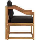  2 Komad Set vanjskih sofa Čvrsto drvo akacije i Textilene - Prirodna i crno Nagnuto | shoptok.hr