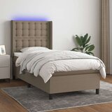  Box spring postelja z vzmetnico LED taupe 100x200 cm blago Cene