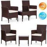 Multi Garden vrtni set namještaja – 2 fotelje i stol sa kaljenim staklom, smeđi | shoptok.hr