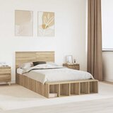  Krevetna konstrukcija s policom Sonoma hrast 120 x 190 cm | shoptok.hr