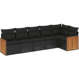  6-dijelni set vrtnih sofa s jastucima crni od poliratana | shoptok.hr