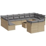 Maison Chic Seti vrtnega pohištva - Vrtna garnitura - Vrtni pohištvo set 13-delna z blazinami bež poli ratan, (21810027) | Shoptok.si