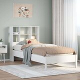 vidaXL Krevet s regalom za knjige bez madraca bijeli 90x190cm borovina Cijene