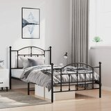 vidaXL Metalni okvir kreveta uzglavlje i podnožje crni 100x190 cm Cijene