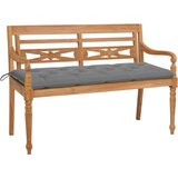 vidaXL Klop Batavia s sivo blazino 150 cm trdna tikovina | Shoptok.si