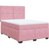 vidaXL Box spring postelja z vzmetnico roza 160x200 cm žamet, (21304470) | Shoptok.si