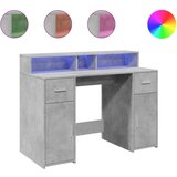 Maison Chic Pisalna miza - pisarniška miza - Računalniška miza z LED lučkami betonsko siva 120x55x91 cm inž. les, (21785438) Cene