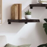  Stenska polica temno rjava 40x40x(2-6) cm trdna hrastovina | Shoptok.si