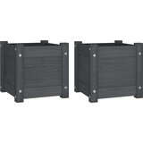  Vrtne sadilice 2 kom sive 31 x 31 x 31 cm od masivne borovine | shoptok.hr
