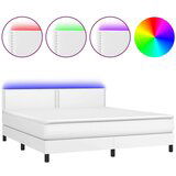  Krevet box spring s madracem LED bijeli 160x200 cm umjetna koža | shoptok.hr
