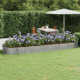vidaXL Vrtna sadilica od čelika obloženog prahom 450x140x36 cm srebrna | shoptok.hr