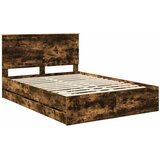  Krevetna konstrukcija s ladicama Dimljeni hrast 135 x 190 cm | shoptok.hr