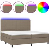  box spring s madracem LED smeđesivi 200x200 cm tkanina | shoptok.hr