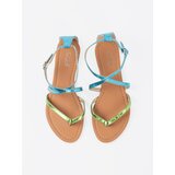 Shelvt Flat sandals with green and blue straps | ePonuda.com
