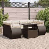 vidaXL 7-dijelni set vrtnih sofa od poliratana s jastucima smeđi | shoptok.hr