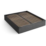 Micadoni Antracitno siva oblazinjena zakonska postelja s prostorom za shranjevanje/brez vzglavja z letvenim dnom 200x200 cm Susan – | Shoptok.si