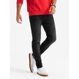 Ombre Men's denim joggers with asymmetrical stitching - black Cene