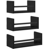 vidaXL Komplet stenskih polic s polico 3 pcs Črna Orehovina 40x16x14cm, (5000093237) | Shoptok.si