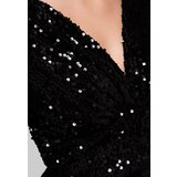 Edoti Crna večernja haljina sa šljokicama | shoptok.hr