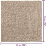  Rug "ZIZUR" Bež 120x120 cm Juta videz Notranje in zunanje | Shoptok.si