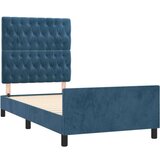  Posteljni okvir z vzglavjem temno moder 90x190 cm žamet, (20906282) | Shoptok.si