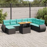  Vrtna sedežna garnitura 9-delna z blazinami črn poli ratan, (22047928) | Shoptok.si