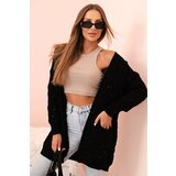 Kesi Włoski Women's openwork cardigan with pockets black | shoptok.hr
