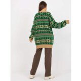 Fashion Hunters Green and camel warm oversize cardigan Cene