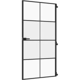 Sobna vrata tanka crna 102,5x201,5 cm kaljeno staklo i aluminij | shoptok.hr