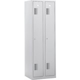 eurokraft basic garderobna omara amsterdam, antibakterijska, širina 600 mm, 2 predelka po 298 mm, svetlo sive barve ral 7035 | Shoptok.si