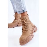 EVENTO Leather Warm Lace-up Boots Beige Merisha | Shoptok.si