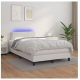  Box spring s madracem LED bijeli 120x200 cm umjetna koža | shoptok.hr