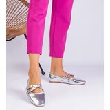 Gemre Silver eco-leather ballerinas decorated with buckles Emmarino | shoptok.hr