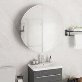 vidaXL Kopalniška omarica z okroglim ogledalom LED bela 54x54x17,5 cm Cene