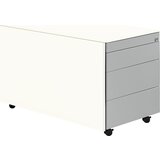 mauser Predalnik s kolesi, VxG 520 x 800 mm, jeklena plošča, 3 predali, čista bela / aluminijasto siva / čista bela | Shoptok.si