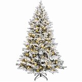  Umjetno božićno drvce s nogom 210 cm 300 LED lampica - Zelena i bijela 210 cm s LED svjetlima | shoptok.hr