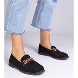 Gemre Black eco-suede moccasins with a gold ornament Daliana | Shoptok.si