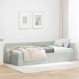 vidaXL Kotna postelja Svetlo siva 90 x 190 cm Samet in sodobno leseno | Shoptok.si