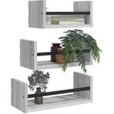  3-dijelni set zidnih polica siva boja hrasta konstruirano drvo | shoptok.hr