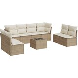 vidaXL Vrtna garnitura 9-delna z blazinami bež poli ratan, (21047309) | Shoptok.si