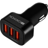Canyon Mini 3 USB car adapter, Input 12V-24V, Output 5V-3.1A, black rubber coating+black metal ring (side with USB is in plastic) - CNE-CCA06B | Shoptok.si