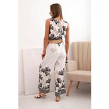Kesi Włoski Women's viscose set top and pants with leaf print black | Shoptok.si